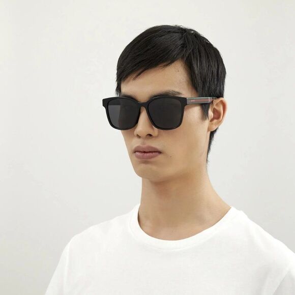 NEW Gucci GG0417SK 001 Black Multicolour Grey Oval Unisex Sunglasses - Picture 1 of 12